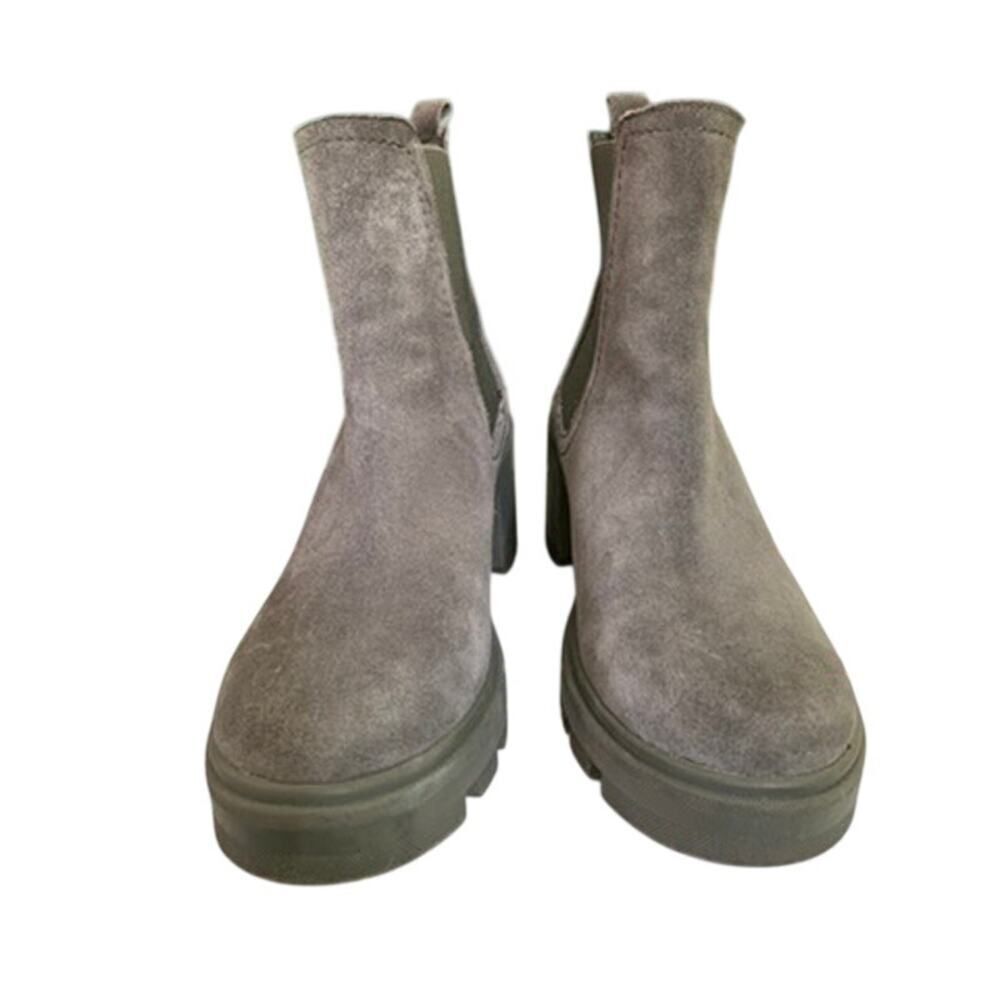 Splendid Melissa Gray Suede Lug Sole Chelsea Ankle Boot Size 8.5
